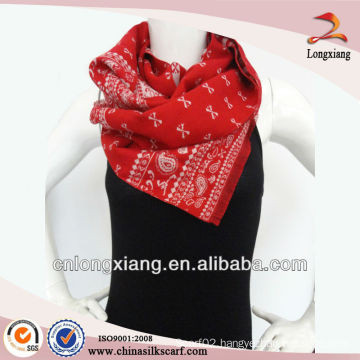 Bright Red Jacquard Rayon Scarf